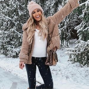 Brown Teddy Coat camel oversized women jacket